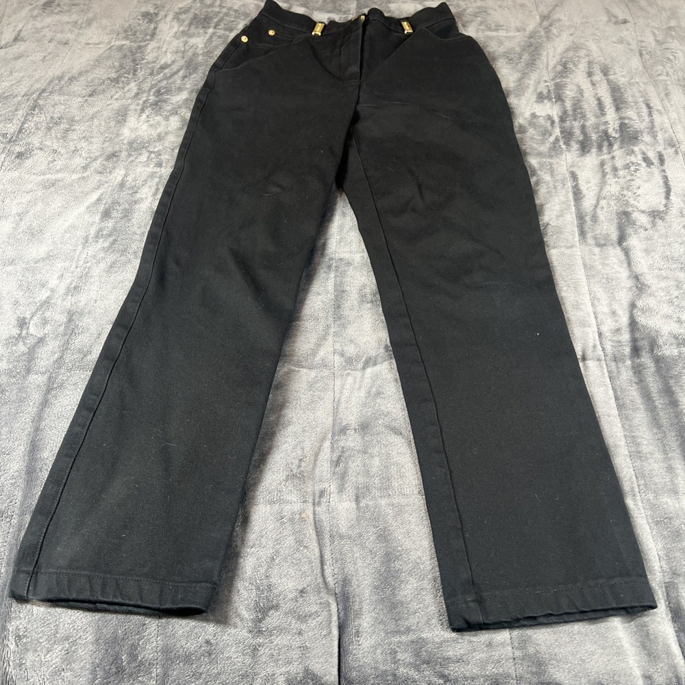 ST. John Sport By Marie Gray High Rise Black Pants Made‎ In The USA  ECU Sz 2